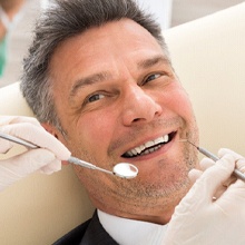 Patient at dentist getting dental crown in Evanston